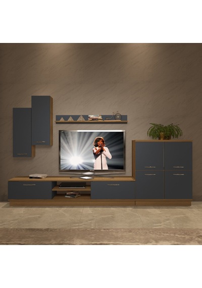 Decoraktiv Eko 6b Mdf Dvd Tv Ünitesi Tv Sehpası - Pera Antrasit Antrasit - Açık Ceviz Decoraktiv Eko 6b Mdf Dvd Tv Ünitesi Tv Sehpası - Pera Antrasit Antrasit - Açık Ceviz