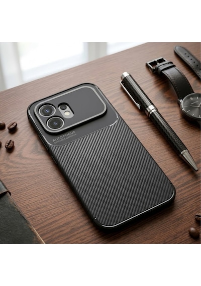 Honor 600 Uyumlu Kılıf Karbon Tasarım Kamera Korumalı Silikon Telefon Kılıfı Kapak Siyah
