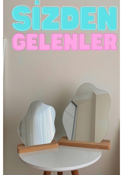 Evcazım 35 Cm X 28 Cm Düzensiz Estetik Makyaj Aynası Çerçevesiz, Dekoratif Masa Üstü Ayna Yatak Oda