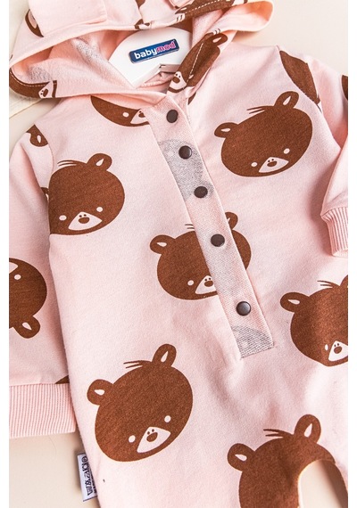 Babymod Ayıcık Desenli Kapüşonlu Kız Bebek Tulum