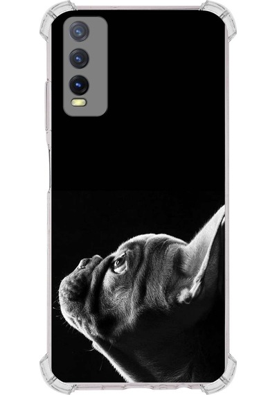 Vivo Y20 Uyumlu Köpek 1 Baskılı Şeffaf Köşe Korumalı Antişok Kılıf