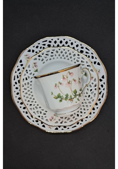 Linnea Borealis Ajurlu Vintage Duble Kahve/çayfincanı 3 Parça Beyaz