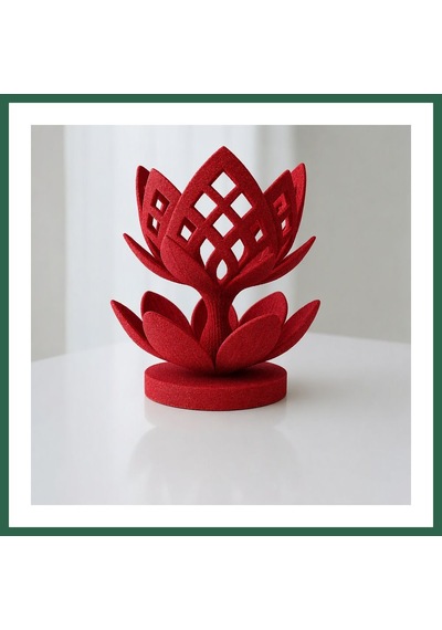 Bezos 3d Baskı Lotus Çiçeği Mumluk - Dekoratif Tealight Mumluk-kırmızı Bzs01