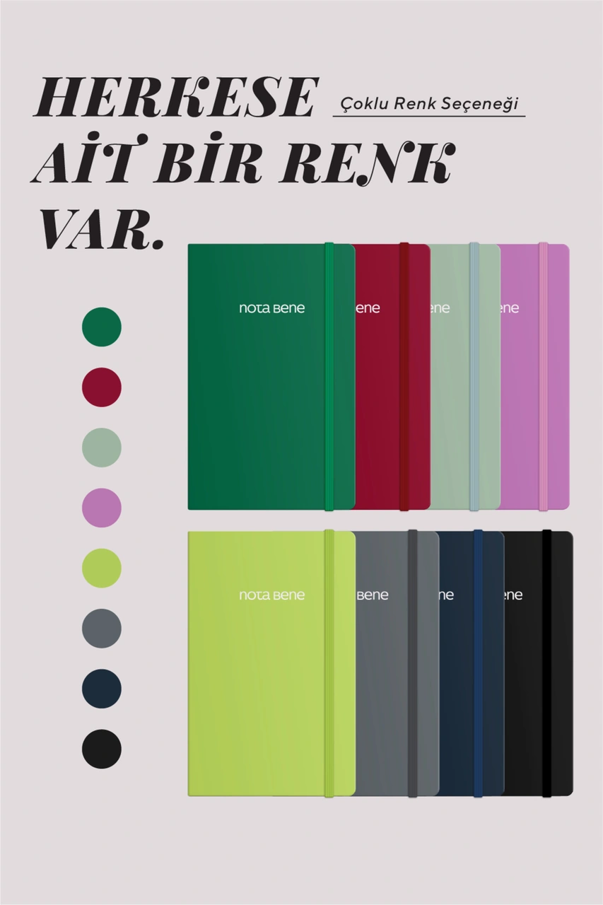 Nota Bene Classic Esnek Kapak Defter, 13x21 Cm, Çizgili Gri