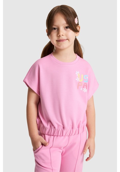 U.S. Polo Assn. Kız Çocuk Pembe Tişört 50325721-vr041