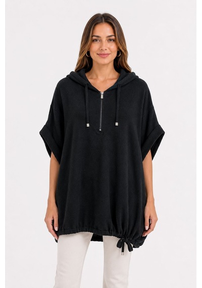 Neden Tekstil Kadın Kapüşonlu Oversize Siyah Sweatshirt