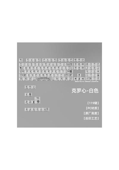 Leaven 119 Tuş Pc Keycap Seti - Chrome Hearts Tarzı Buzlu Cherry Mx Uyumlu Gotik Klavye Tuşları - Şeffaf