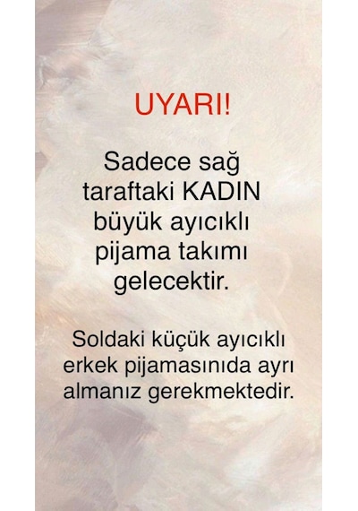 Mh Moony Homewears Kadın Tekli Büyük Ayı Old Money Pijama Çift Pijamasının Kadını Kadın Krem