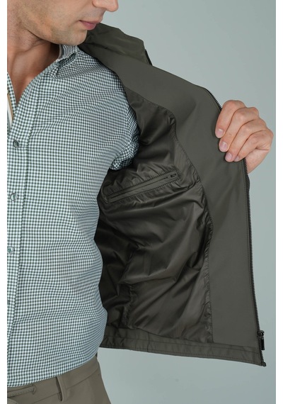 Bisse Deri Detaylı Regular Fit Erkek Haki Mont Mnt24k24002 D49 Haki