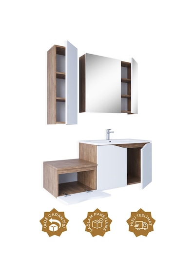 Teta Home Manila 100cm Mdf Banyo Seti + Boy Dolap Kafkas Meşe-beyaz Kafkas Meşe - Beyaz Teta Home Manila 100cm Mdf Banyo Seti + Boy Dolap Kafkas Meşe-beyaz Kafkas Meşe - Beyaz