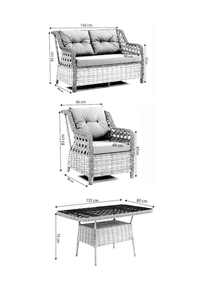 Evdemo Eren Rattan Bahçe Balkon Takımı 2+1+1 Antrasit