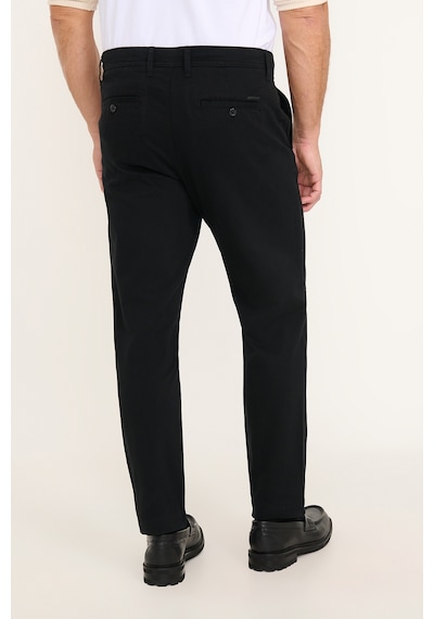 Ac&Co / Altınyıldız Classics Erkek Sıyah Pamuklu Tapered Fit Yan Cepli Diagonal Desenli Esnek Casual Pantolon Siyah