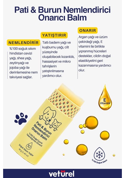 Veturel Kedi Köpek Yara Bakım Spreyi Pati Balm Nemlendirici Stick Pati Kir Koku