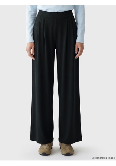 Lcwaıkıkı Basic Siyah Beli Lastikli Geniş Paça Kadın Pantolon