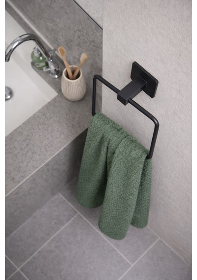 Sas Haus Yapışkanlı Siyah Kare Havluluk Duvar Tipi Delme Gerektirmez Banyo Havlu Askılığı S-130 - Kts Kont Serisi
