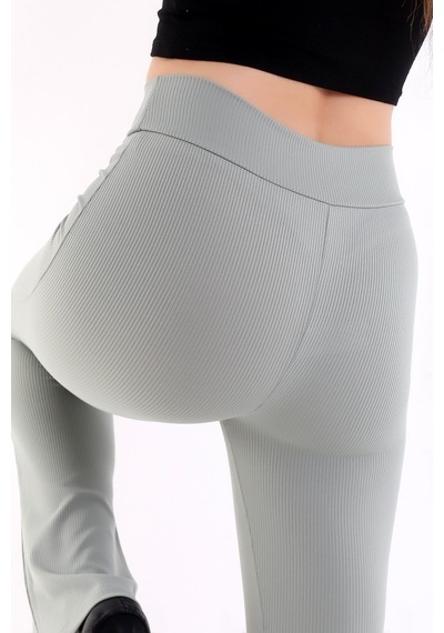 Self Clothing Kadın Mint Yeşil Yüksek Bel Fitilli Dayanıklı Örme Kumaş Toparlay
