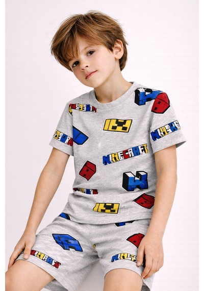 Beka Kids Erkek Çocuk Kısa Kollu Bisiklet Yaka Desenli Pijama Takımı Alt-üst Takım Çok Renkli