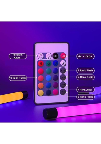 Upway Dolgu Led Işık Usb 16 Renk Kumandalı 40 Cm Rgb Aydınlatma Gece Lambası Diğer