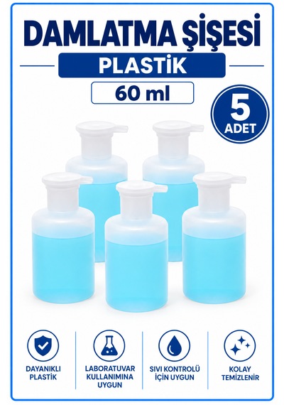Damlatma Şişesi 60 Ml Plastik 5 Adet