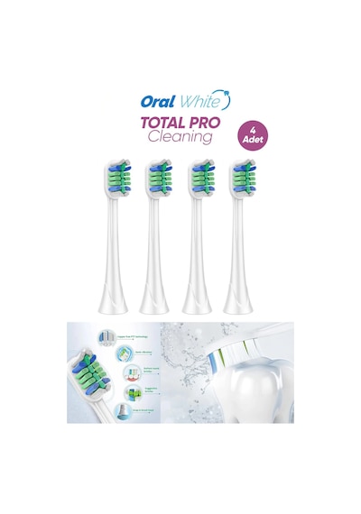Oral White Sonic Total Pro Cleaning Philips Sonicare Uyumlu 4adet