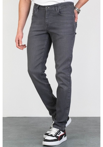 Erkek Koyu-Gri Slim Fit Dar Kesim Esnek Likralı Denim Jeans Kot P (492074509)