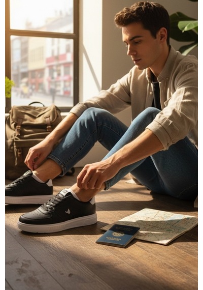 Enoch Erkek Geometrik Logo Detaylı Perfore Burunlu Yüksek Tabanlı Günlük Spor Ayakkabı Sneaker Siyah - Beyaz Enoch Erkek Geometrik Logo Detaylı Perfore Burunlu Yüksek Tabanlı Günlük Spor Ayakkabı Sneaker Siyah - Beyaz