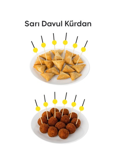 50 Li Sarı Davul Kürdan 12 Cm Parti, Sunum, Kanape, Kokteyl Ve Peynir Tabağı İçin Dekoratif Kürdan