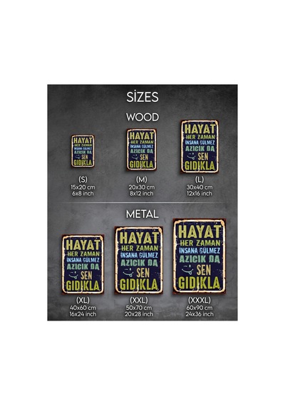 Hayat Her Zaman İnsana Gülmez Retro Tablo Eğlenceli Yazılı Vintage Dekoratif Poster Ahşap & Metal