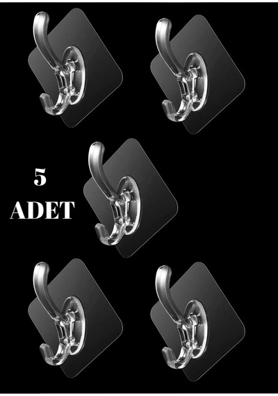 5 Adet Kendinden Yapışkanlı Tekli Banyo, Mutfak, Dolap Vb. Askı Aparatı Beyaz Diğer