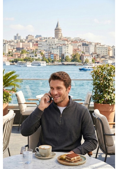 Buratti Pamuklu Regular Fit Yarım Fermuarlı Dik Yaka Erkek Sweat 5905716 Antrasit