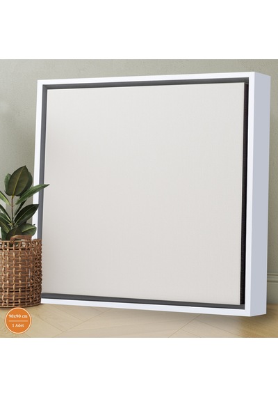Beyaz Çerçeveli Tuval 90 x 90 CM Kare Profesyonel %100 Pamuk Boş Tablo
