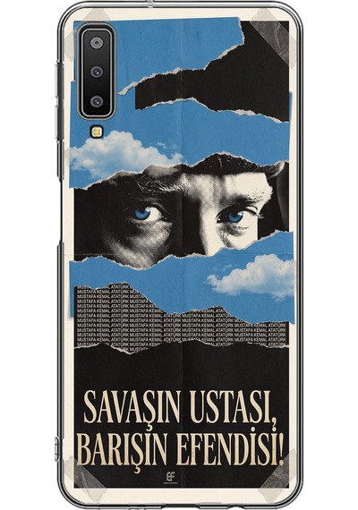 Samsung Galaxy A7 2018 Uyumlu Savaşın Ustası Atatürk Baskılı Silikon Kılıf Renkli