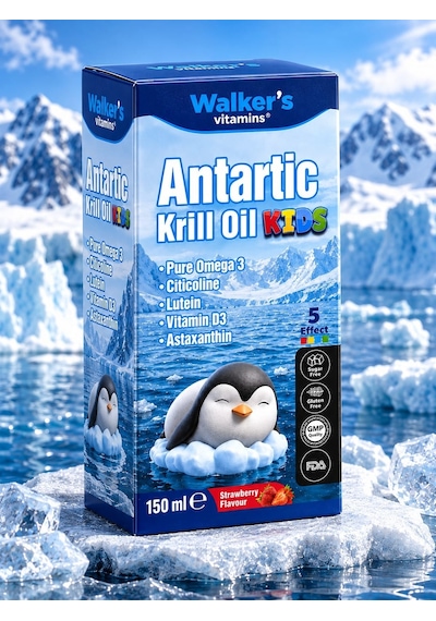 Walker's Vitamins Omega 3- Krill Oil Balık Yağı Omega 3 ,sitikolin Epa, Dha, İçeren Çocuk Şurubu