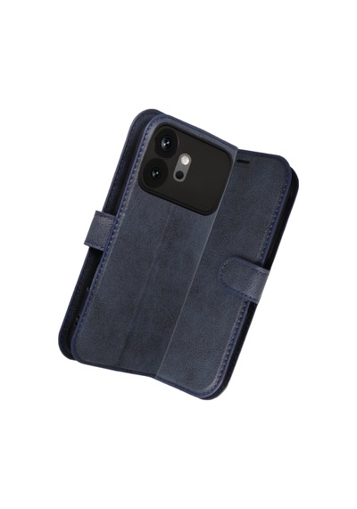 Huawei Honor 600 Kılıf Deri Deluxe Cüzdanlı Kapaklı Case Lacivert