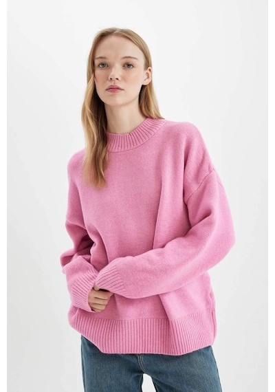 DeFacto Oversize Geniş Kalıp Yarım Balıkçı Yaka Triko Kazak R6044AZNSPN46 Pembe