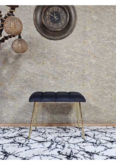 Zafir Metal Gold Tel Ayaklı 60 Cm Puf Bench - Puf - Bench - Oturak - Mutfak Oturağı - Antre Oturağı Füme