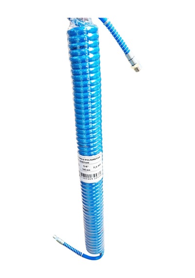 Blutec 7,5 Metre Spiral Hava Hortumu 5x8mm 1/4'' - Kompresör Spiral Hava Hortumu