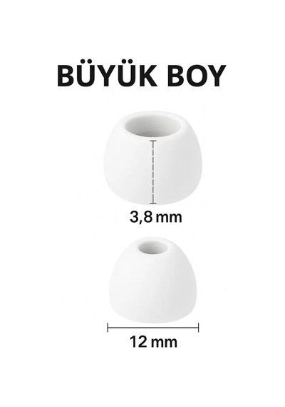 1 Çift 2 Adet Kulaklık Silikonu Samsung Uyumlu Büyük 12mm Beyaz