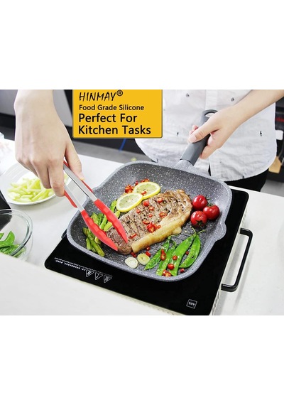 Pratik Mutfak Maşası Silikon Pişirme Maşası Barbekü Maşası, 3'lü Set Siyah