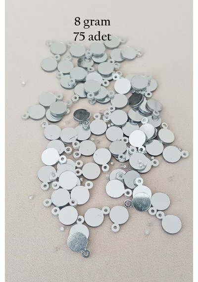 Oya Abiye Bileklik Kolye Pleksi Metalik Plastik Pul Gümüş Renk 8 Gram 75 Adet - Bnc520