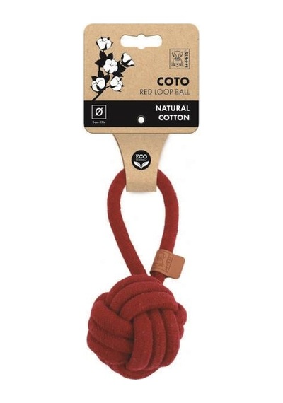 M-pets Coto Kırmızı Çekmeli Örgü Halat Top Köpek Oyuncağı 8 Cm