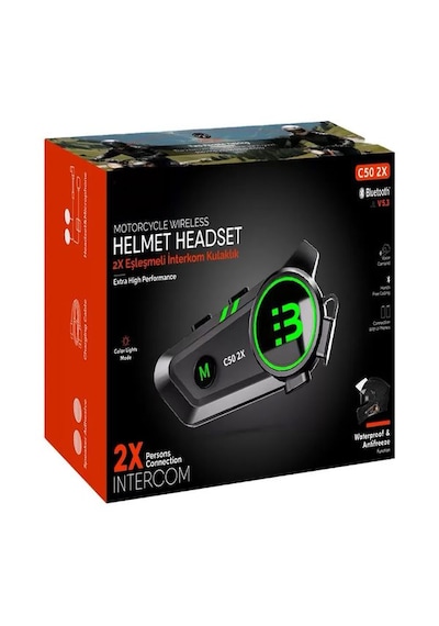 2x Kişi İnterkom Bağlantı Waterproof Hd Stereo Motosiklet Kulaklı