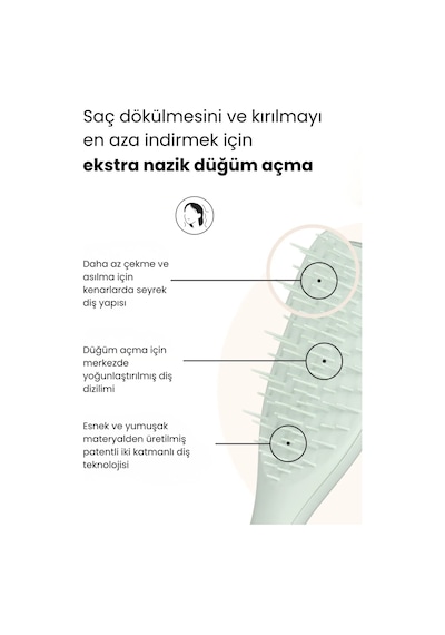 The Ultimare Detangler Extra Gentle Green Ekstra Hassas Saç Dökülmesine Karşı Fırça - Tarak 10212-001-1