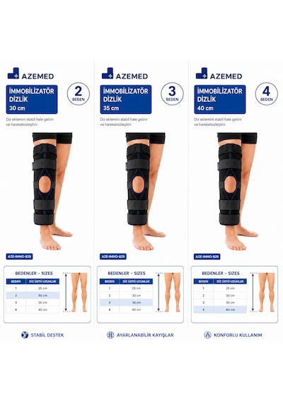 Azemed Dizlik Immobilizer 25-30-35-40 Cm Çocuk 1-25cm/ 2-30cm/ 3-35cm/4-40cm