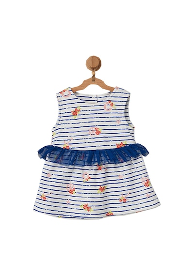 Andywawa Kız Bebek Çiçek Motifli Lacivert Tüllü Elbise AC22558Rep