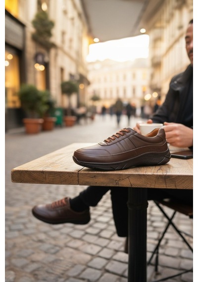 Enoch Hakiki Deri Kahverengi Dikiş Detaylı Erkek Sneaker Ayakkabı Ortopedik Taban Kahverengi Enoch Hakiki Deri Kahverengi Dikiş Detaylı Erkek Sneaker Ayakkabı Ortopedik Taban Kahverengi