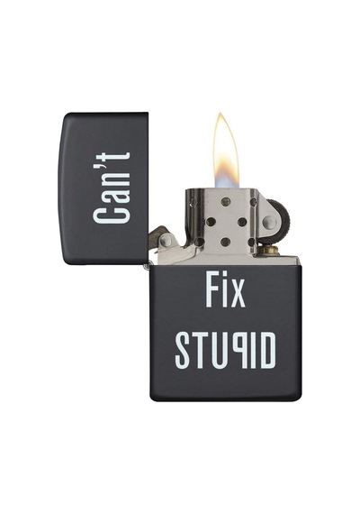 Zippo Can't Fix Stupid - Aptallığı Düzeltemezsin Dizayn Çakmak Siyah