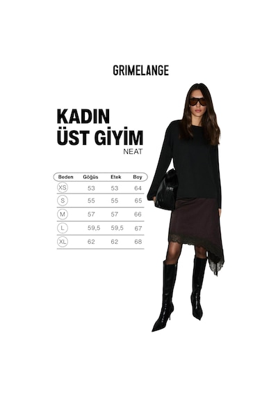 Grımelange Neat Kadın Organik Pamuklu Bisiklet Yaka Oversize Fit Uzun Kollu Siyah T-shirt Siyah Grımelange Neat Kadın Organik Pamuklu Bisiklet Yaka Oversize Fit Uzun Kollu Siyah T-shirt Siyah