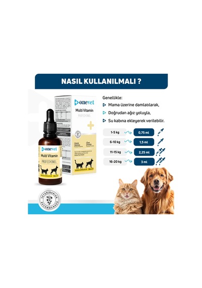 Onevet Multi Vitamin Kedi Ve Köpekler İçin Gelişim Ve Damla 50 Ml