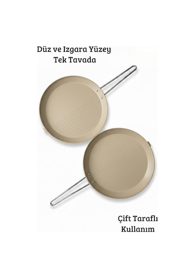 33 Cm Çift Taraflı Granit Balık & Et Tavası Kahverengi